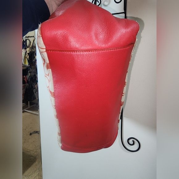 Coach Red Yellow Signature C Tote Shoulder Purse Legacy Vintage - Picture 8 of 15